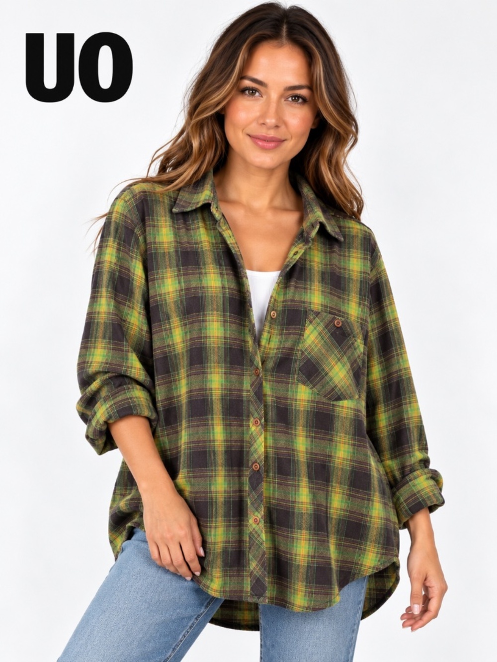 Urban Outfitters BDG Green Plaid Flannel Shirt